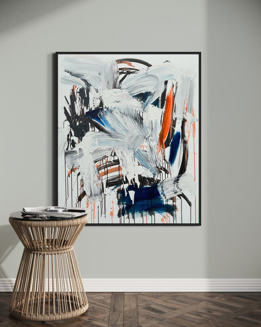 Orange, blue & black