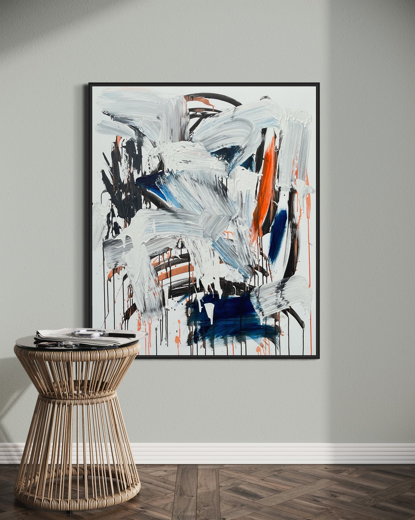 Orange, blue & black