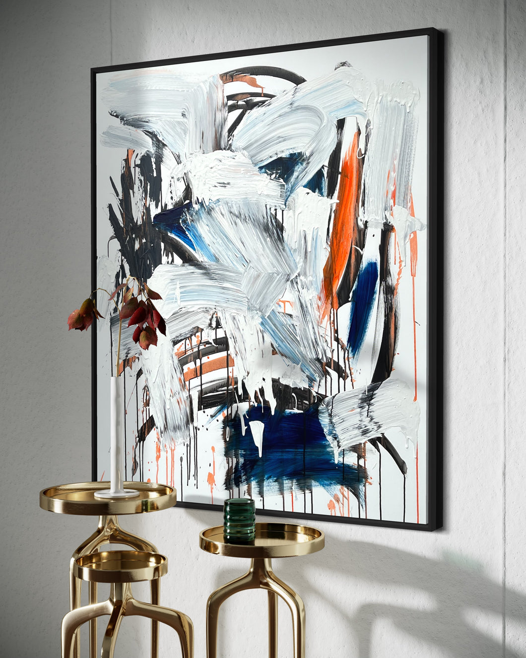 Orange, blue & black